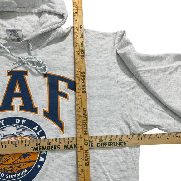 VTG 90s UAF University of Alaska Long Sleeve T-Shirt Hoodie, Size XL Made in USA - Picture 5 of 7